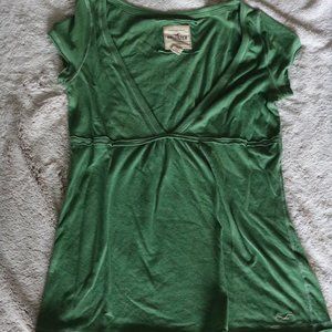 Hollister Cap Sleeve Low Cut Green Shirt Sz Large